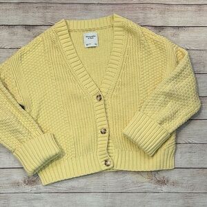 Abercrombie & Fitch Light Yellow Knit Cameron Seed Stitch Cardigan Sweater Large